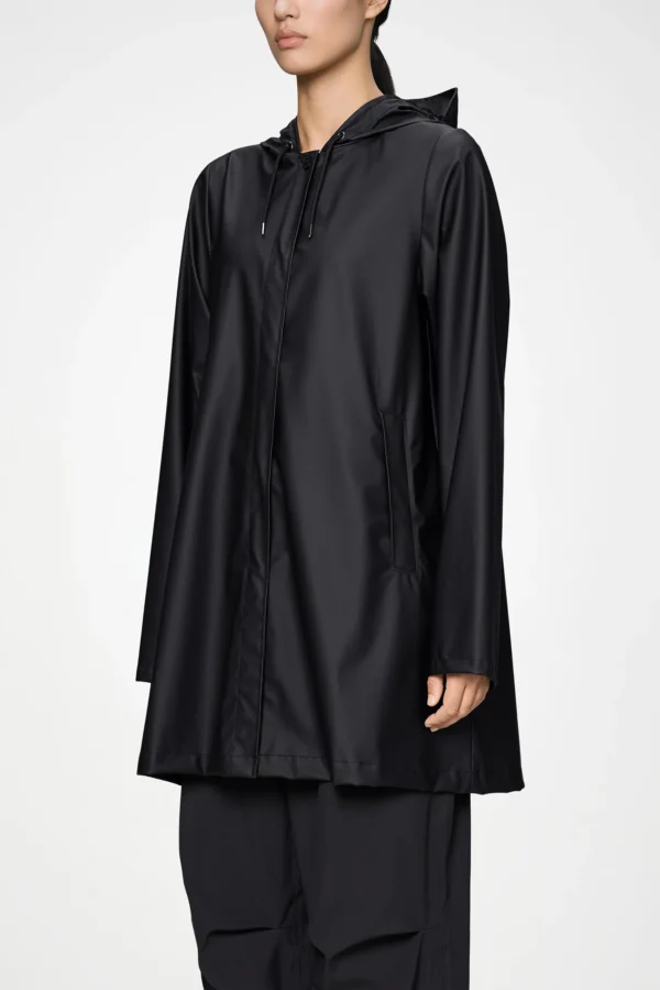 rains-a-line-jacket-black (3) Rains A Line Jacket in Black worn by model