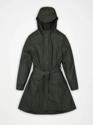 Rains Curve Long Jacket in green