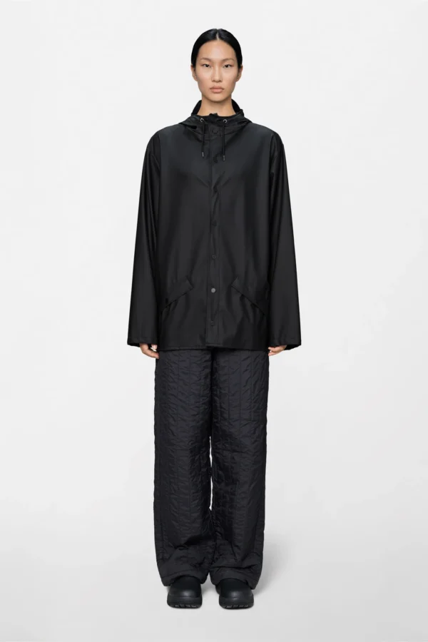 rains-jacket-black (2) Rains Jacket black unisex rain jacket front view