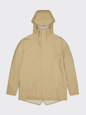 Rains Jacket in Sand worn by model