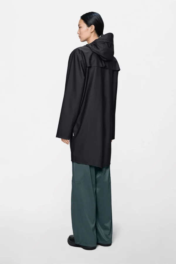 rains-long-jacket-black (1) Rains Long Jacket in black worn by model