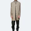 rains-long-jacket-taupe (5) Rains Long Jacket in taupe worn by model