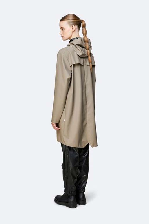 rains-long-jacket-taupe (6) Rains Long Jacket in taupe worn by model