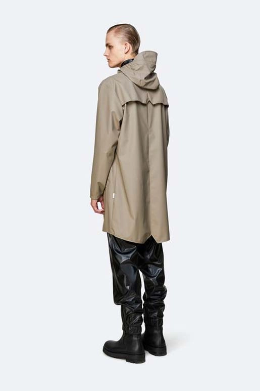 rains-long-jacket-taupe (7) Rains Long Jacket in taupe worn by model