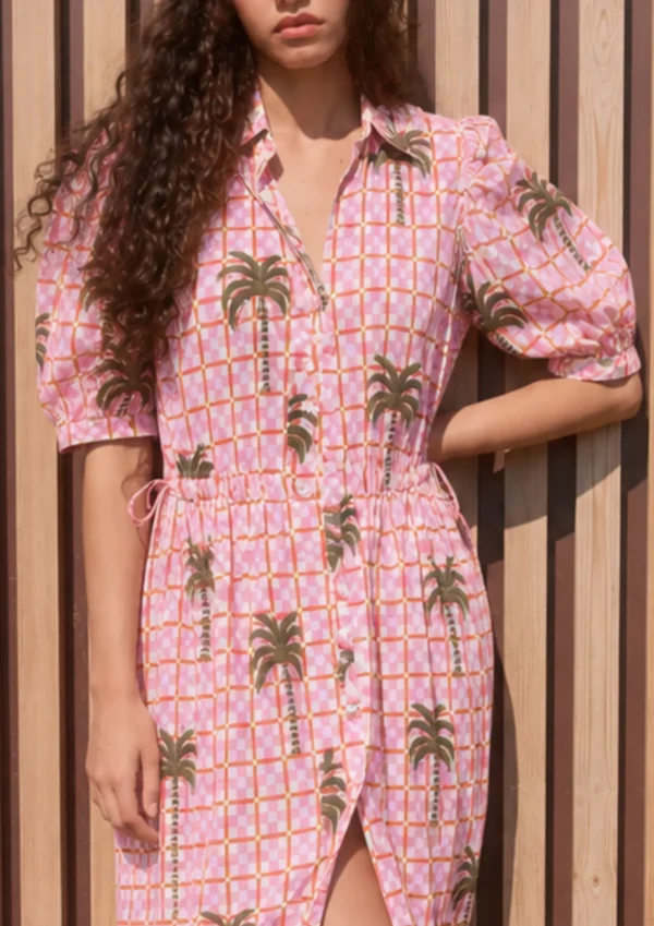 babbaki-capri-dress-pink-oasis (3) Babbaki Capri Dress Pink Oasis warn by model