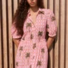 babbaki-capri-dress-pink-oasis (5) Babbaki Capri Dress Pink Oasis warn by model