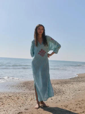 Babbaki Love Embroidered Tunic worn by model