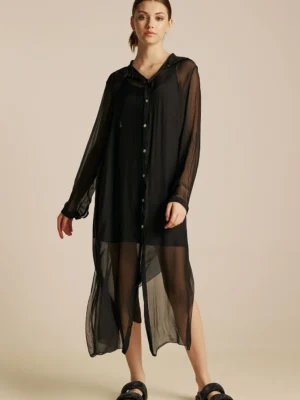 Efimeron Aphrodite Long Shirt Black worn by model