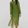 efimeron-aphrodite-long-shirt-green (1) Efimeron Aphrodite Long Shirt Green worn by model