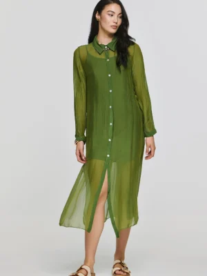 Efimeron Aphrodite Long Shirt Green worn by model