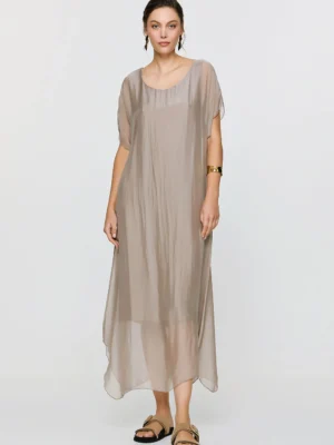 Efimeron Clio Dress Beige worn by model