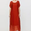 efimeron-clio-dress-burnt-orange (1) Efimeron Clio Dress Burnt Orange worn by model