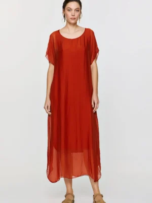 Efimeron Clio Dress Burnt Orange worn by model