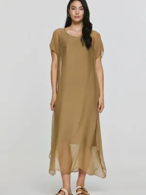 efimeron-clio-dress-camel (4) Efimeron Clio Dress Camel worn by model