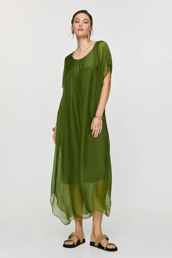 efimeron-clio-dress-green (1) Efimeron Clio Dress Green worn by model
