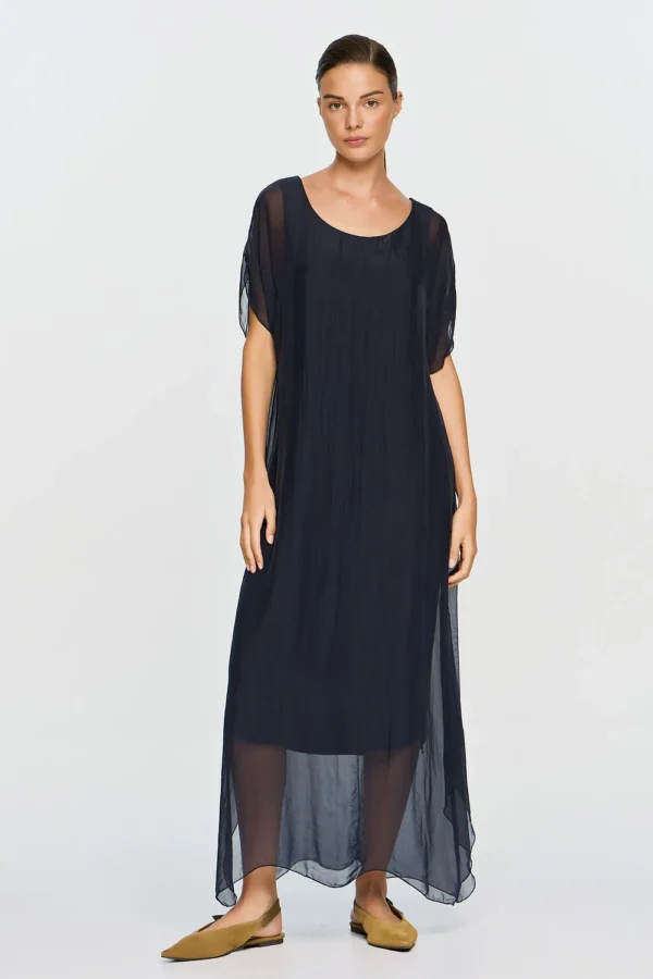 efimeron-clio-dress-navy (1) Efimeron Clio Dress Navy worn by model