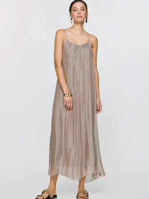 Efimeron Dione Dress Beige worn by model