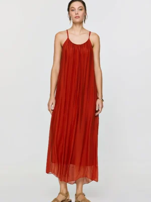 Efimeron Dione Dress Burnt Orange worn by model