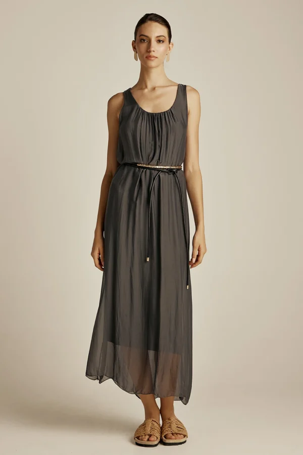 Efimeron Hydra Long Dress Grey worn by model