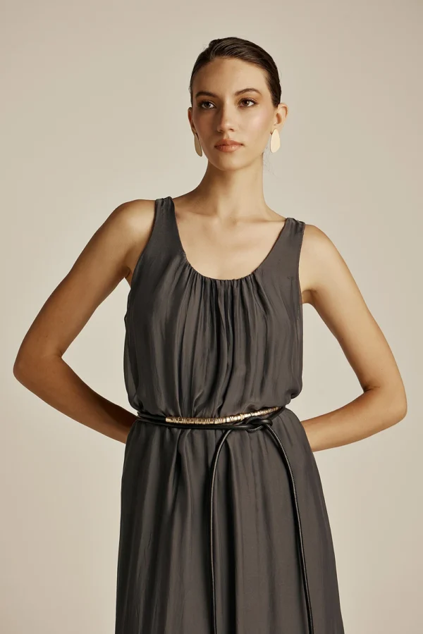 Efimeron Hydra Long Dress Grey worn by model