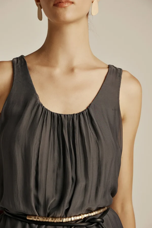 Efimeron Hydra Long Dress Grey worn by model