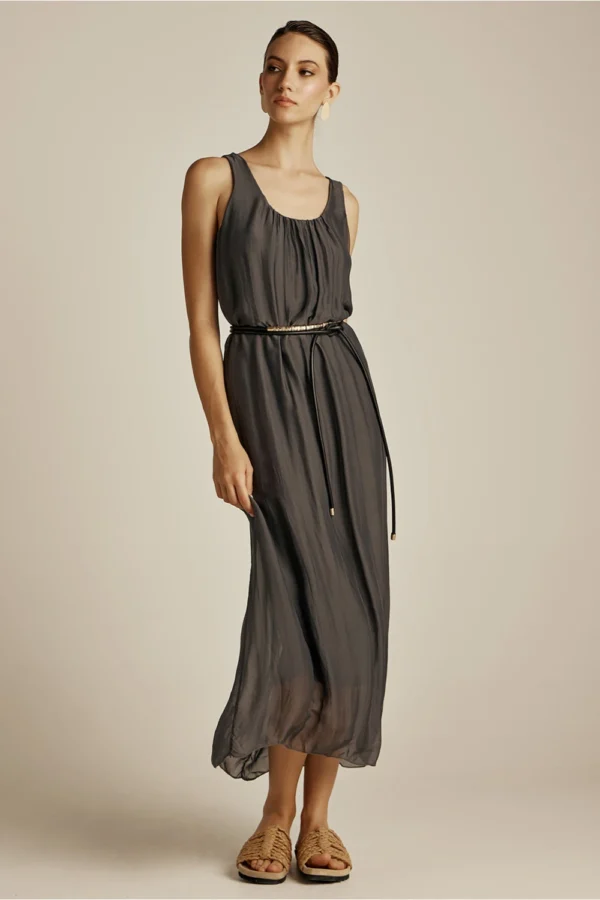 Efimeron Hydra Long Dress Grey worn by model