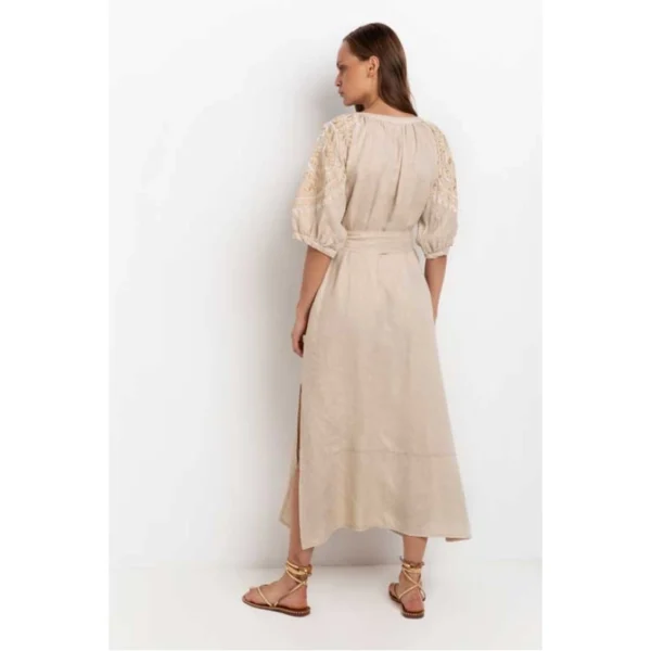 greek-archaic-kori-bohemian-long-caftan-style-dress-sand-white-gold (3) Greek Archaic Kori Bohemian Long Caftan back