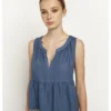 greek-archaic-kori-embroidered-linen-dress-indigo-gold (2) Greek Archaic Kori Embroidered Linen Maxi Dress - Indigo/Gold warn by model