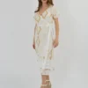 greek-archaic-kori-wrap-midi-embroidered-cotton-dress-sand-white-gold (5) Greek Archaic Kori Wrap midi Embroidered Cotton Dress Sand White Gold warn by model