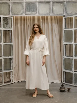 Klotho Electra Dress Ivory worn by model