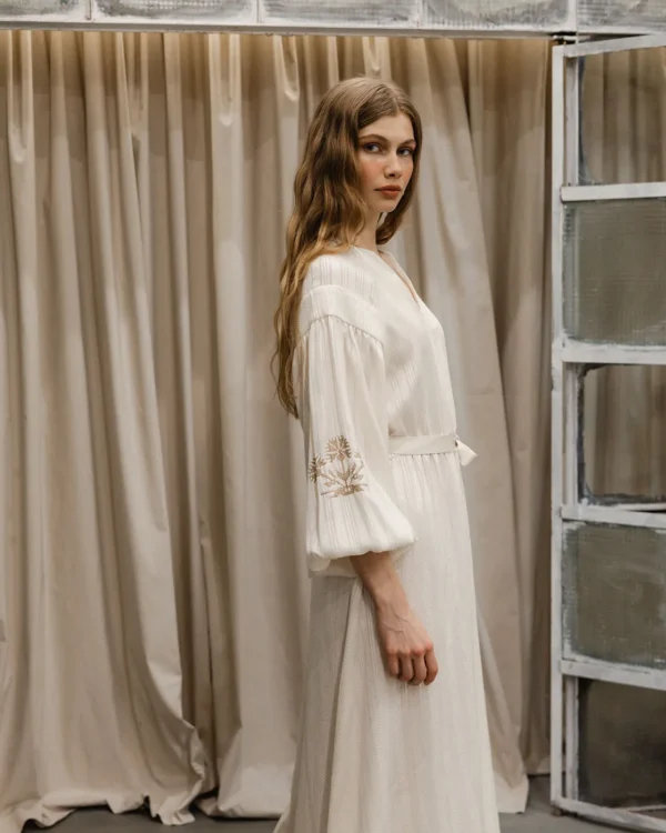 klotho-electra-dress-ivory (3) Klotho Electra Dress Ivory worn by model