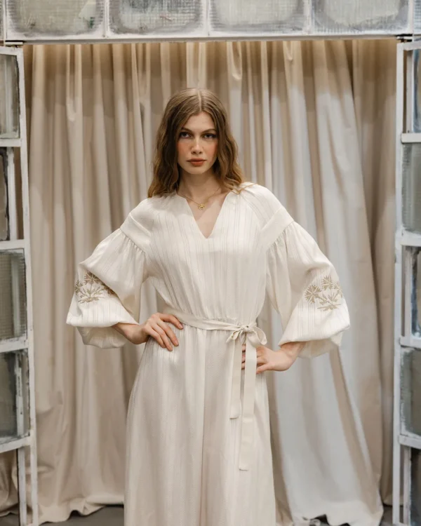 klotho-electra-dress-ivory (6) Klotho Electra Dress Ivory worn by model