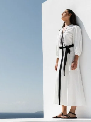 Klotho Thalassa Dress White worn by model