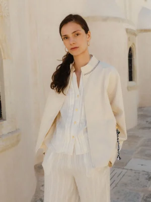 Klotho Tsalapetinos Jacket Ivory worn by model