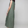 pls-fashion-linen-dress-with-meander-teal-2 PLS Fashion Linen Long Dress with Meandr Teal worn by model