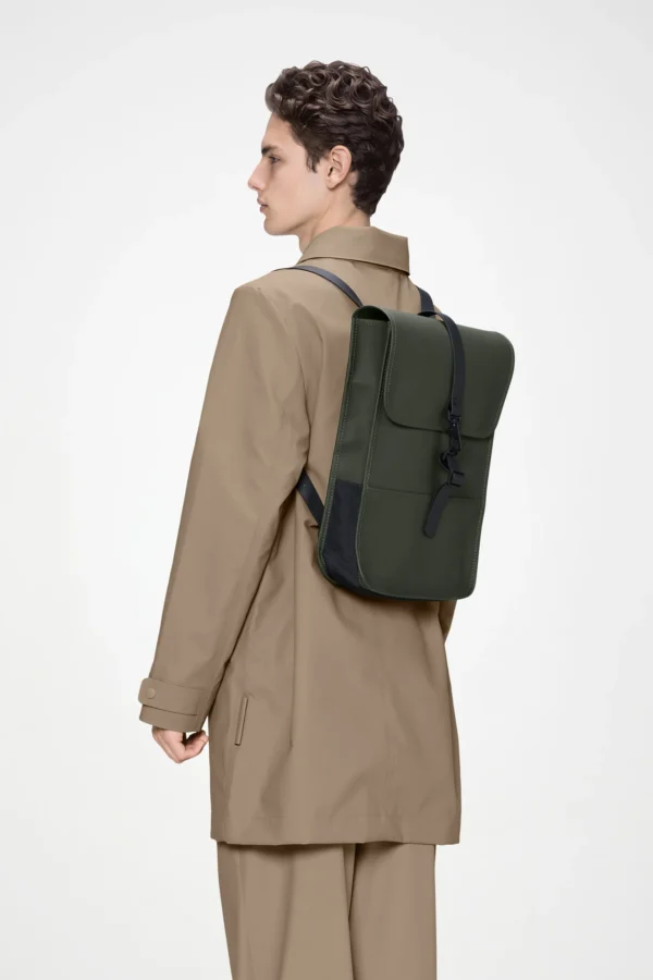 rains-backpack-mini-green (2) Rains Backpack Mini Green worn by model