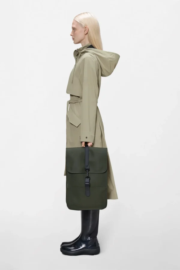 rains-backpack-mini-green (6) Rains Backpack Mini Green worn by model