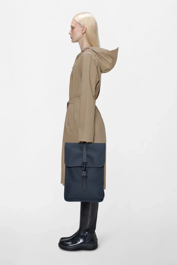 rains-backpack-mini-navy (6) Rains Backpack Mini Navy worn by model