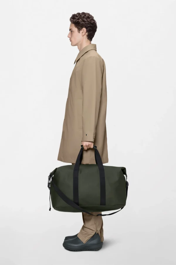 Rains Hilo Weekend Bag Green worn by model