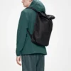 rains-rolltop-rucksack-black (2) Rains Rolltop Rucksack Black worn by model
