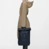 rains-rolltop-rucksack-navy (6) Rains Rolltop Rucksack Navy worn by model