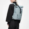 rains-rolltop-rucksack-pool (2) Rains Rolltop Rucksack Pool worn by model
