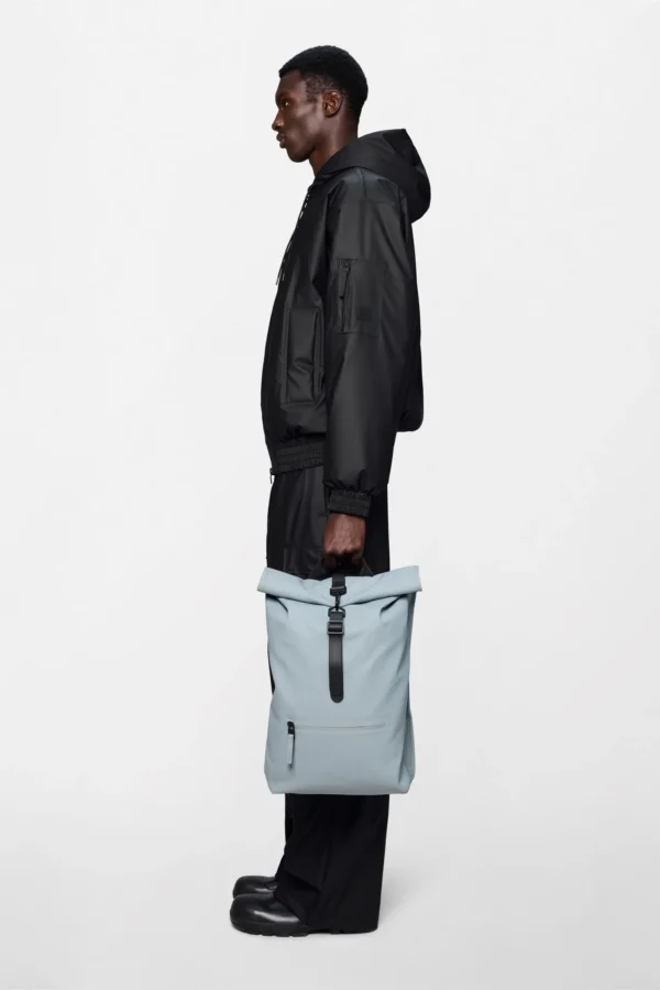 rains-rolltop-rucksack-pool (3) Rains Rolltop Rucksack Pool worn by model