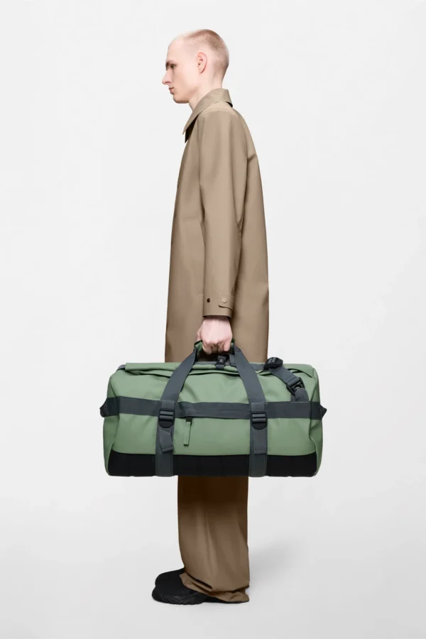Rains Texel Duffel Bag Well worn by model