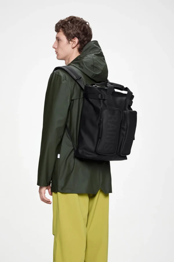 rains-texel-tote-backpack-black(2) Rains Texel Tote Backpack black worn by model