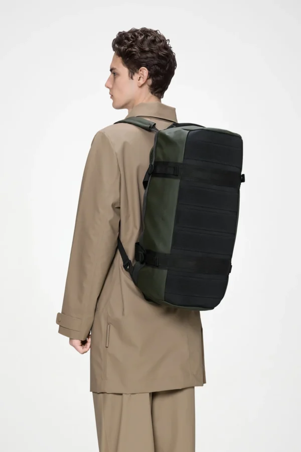 Rains Texel Duffel Bag Small Green worn by model