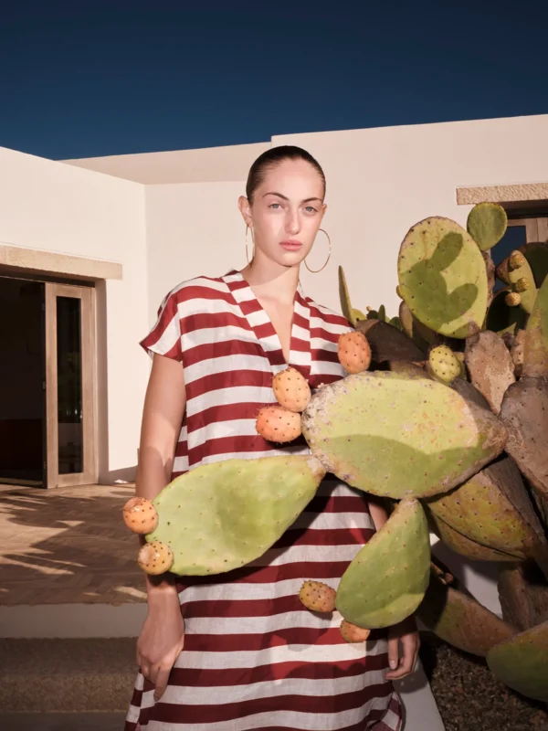 Sun of a Beach St. Tropez Linen Kaftan worn by model