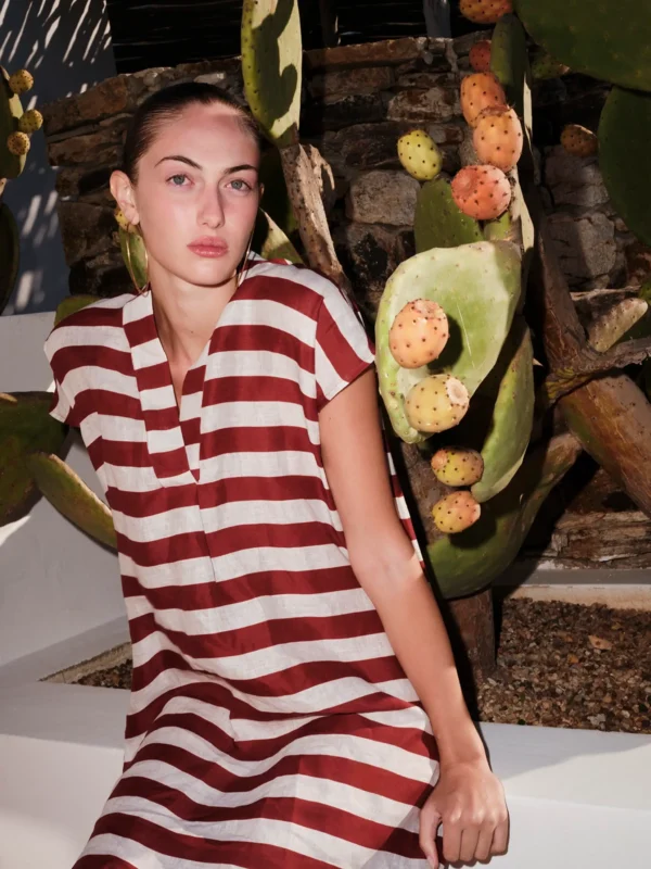 Sun of a Beach St. Tropez Linen Kaftan worn by model